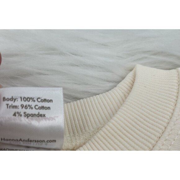 New Hanna Andersson Valentines Graphic Sweatshirt French Terry Ecru Girls Size 4 - Picture 8 of 11